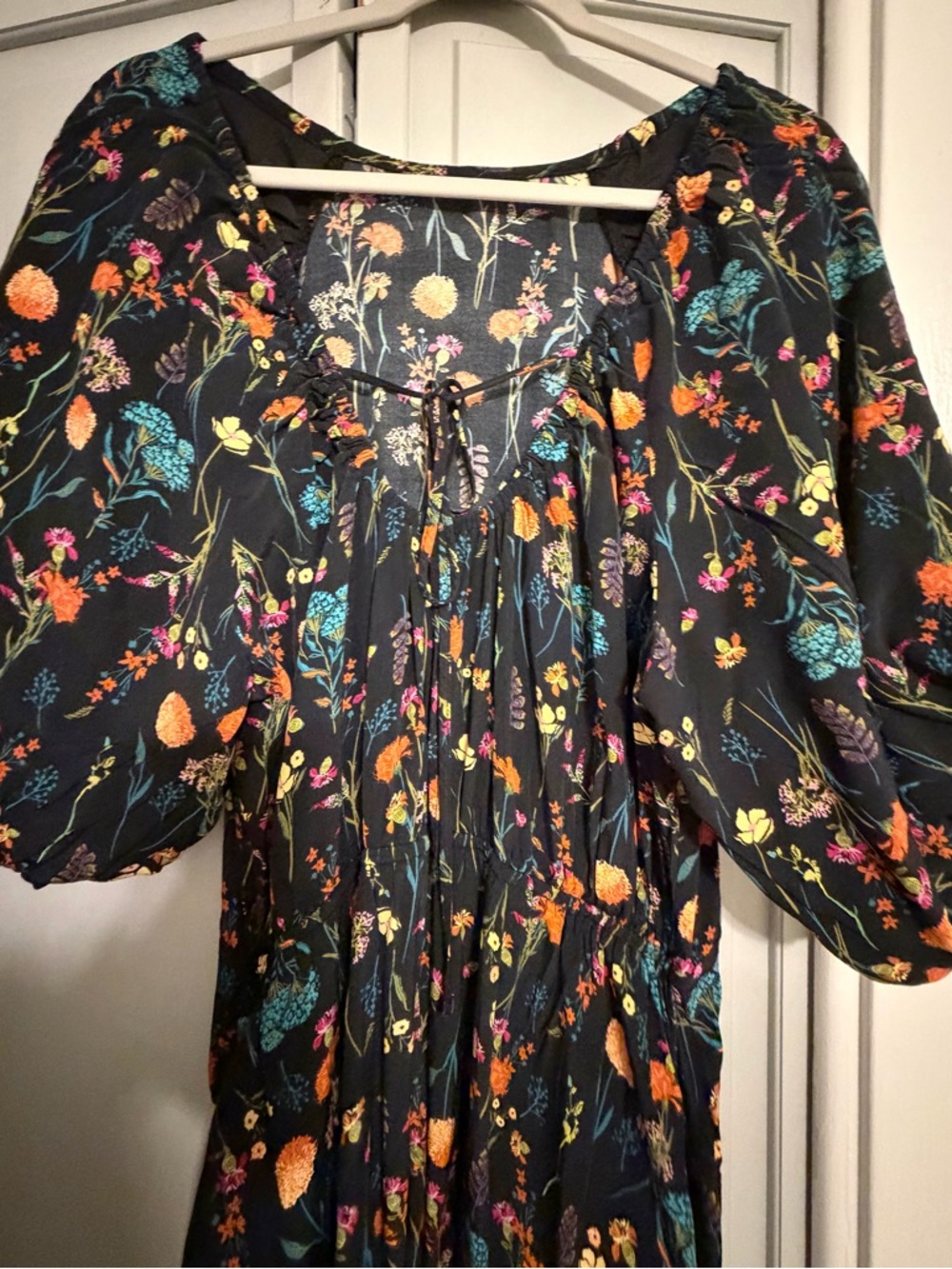 a new day Black Floral Midi Dress with Puff Sleeves - Picture 5 of 6